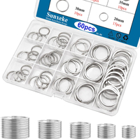 60 Pcs Metal Key Chain Rings Kit O Ring Multi-Purpose Flat Split  Rings Assortment 20 mm 25 mm 30 mm