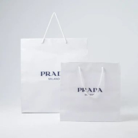 Tas PAPER BAG PRADA TEXT BLACK WHITE 100% ORIGINAL Size S