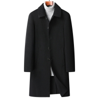 毛呢外套羊毛大衣-經典保暖單排扣黑色男外套74de118【獨家進口】【米蘭精品】