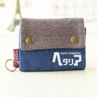 กระเป๋าสตางค์สั้นผ้าแคนวาส ดีไซน์ Hetalia แบบสองในหนึ่งเดียว ที่ใส่บัตร ลด 70% สไตล์ญี่ปุ่น เหมาะสำห