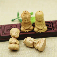 1 PCS Multipurpose Buddha Statue Ornaments Creative Boxwood Carved Baby Buddha Statues Simple Key Chain Pendant