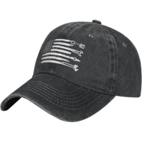 Men's American Flag with Tool Hat Vintage Distressed Adjustable Washed USA Flag Baseball Cap for Men Women