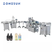 ZONESUN ZS-FAL180R4 Automatic Filling Capping Labeling Machine With U Shape Conveyor Belt Shampoo Production Line