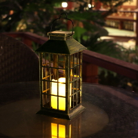太陽能蠟燭燈庭院掛燈復古風燈戶外花園裝飾燈防水景觀燈鏤空宮燈