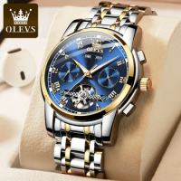 OLEVS 6607 Mechanical Fashion Watch Gift Round-dial Stainless Steel Watchband Month Display Week Display Calendar Luminous