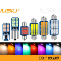 IUSIU 1PC Car Interior Bulb T10 Led Light C5W C10W Festoon BA9S W5W T4W Reading Dome 28 31 36 39 41 MM License Plate Signal Lamp