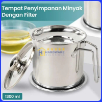 Tempat Saringan Minyak Bekas Stainless Steel Oil Pot 1.3L - J9789