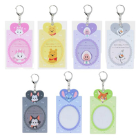 小禮堂 Disney 迪士尼 相片卡套鑰匙圈 (大臉款) 維尼 黑貓 牡蠣寶寶 史迪奇