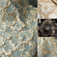 Vải Jacquard, Thiết Kế 3D, 50cmx145cm, Họa Tiết Dập Nổi, Lụa Vàng, Thêu Hoa Mận, Thích Hợp Để May Vá