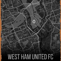 Fanzi Vintage Look Metal Sign Sport Teams Stadium Maps West Ham United FC 8"X12" Tin Plate Wall Decor