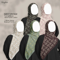 BUNGALAH Tudung Bawal Printed Premium Voile Kyoto Cotton Sweet Vintage Bidang 47 & 53 Square