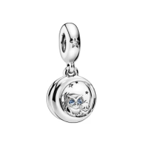 Original 925 Sterling Silver Bead Sparkling Owl Dangle Charm Fit Bracelet Bangle Necklace Women DIY Jewelry