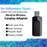 Plug and Play Apple Carplay Adapter for VW Volkswagon Tiguan New Mini Smart AI Box USB Dongle Car OEM Wired Car Play To Wireless