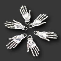 10pcs Silver Plated Magical Palm Pendant Hip Hop Earrings Bracelet Metal Accessories DIY Charms For 