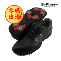 【GoPlayer】GoPlayer男高爾夫鞋 有釘全黑(男仕專業 防水輕量有釘高爾夫鞋)