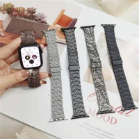 Cool Carbon Fiber Grain Wrist Strap Bracelet for Apple Watch Series 7 6 5 4 3 2 38mm 41mm 45mm Hard Metal Link Band