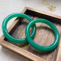 100% Natural green Chalcedony Real jade bangle bracelets women bangle jade jewelry jadeite jade bangles bracelet for gift women