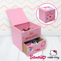 【百科良品】Hello Kitty 凱蒂貓 掀蓋雙層單抽盒 珠寶盒 飾品收納 美妝收納盒