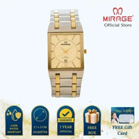 Mirage Jam Tangan Pria Analog 7908 M Silver Gold Original Stainles Plat Gold