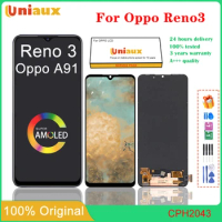 6.4" Original AMOLED For Oppo Reno3 LCD a91 Display Touch Screen Digitizer Assembly For Reno 3 CPH2043 Display Replacement