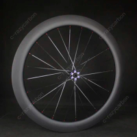 Acesprint Durable Carbon Road Bicycle Wheels, 700C Road Disc Brake, Built with Novatec 791/792 Hubs, Center Lock, 6 Bolts