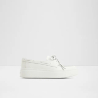 【ALDO】WILDBREEZE-時尚真皮繫帶厚底莫卡辛鞋-女鞋(白色)