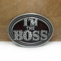 Buckleclub wholesale zinc alloy I'm the boss music belt buckle jeans gift belt buckle FP-03007 pewter finish 4cm width loop