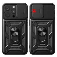 Ring Holder Shockproof Armor Cases For iphone 6 7 8 Plus X XS Max XR 11 12 13 Mini 14 Plus 15 Pro Max SE2 SE3 Slide Lens Cover