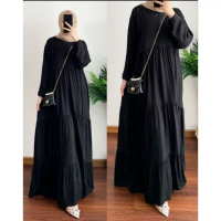 Gamis Polos Rayon - Gamis Rayon Susun Busui Friendly - COD