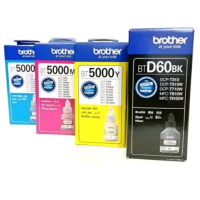 Brother 1 Set Tinta Original BT5000 Cyan Magenta Yellow & BT-D60 BK untuk DCP-T310 DCP-T310W DCP-T31