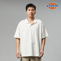 【Dickies】男款米白色重磅純棉簡約刺繡Logo休閒短袖POLO衫｜DK013112C48