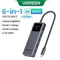 [2025]UGREEN Uno USB HUB Splitter 6-In-1 4K60Hz HDMI PD100W 10Gbps USB-C Expander Docking Station สำ