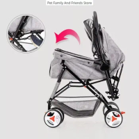 Pet Dog Puppy Cat Travel Stroller Pushchair Jogger Folding Trolley Teddy Trolleys Cage Four Wheels Outdoor Pet Stroller For Dogs