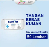 SANITER Tissue Basah Antiseptik 50 Lembar - Tangan Bebas Kuman & Antibakteri untuk Kebersihan Optima