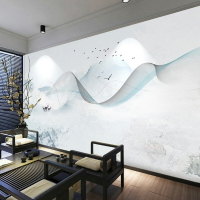新中式電視背景墻壁紙現代簡約影視客廳臥室中國風山水墨定制壁畫