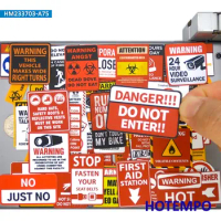 20/30/50/75Pieces Danger Stop Caution Tip Risk Signs Funny Warning Stickers for Phone Luggage Motorcycle Car Bike Laptop Sticker