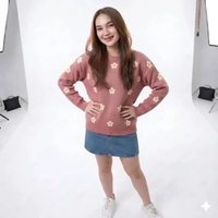 Daisy Blouse Knit Premium - Sweater Rajut Wanita Motif Bunga Korean Style Dusty