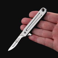 DIY Folding Knife Titanium Alloy Quick-change Keychain Hanging Detachable EDC Scalpel Outdoor CS GO Carving Tool Unboxing Knife
