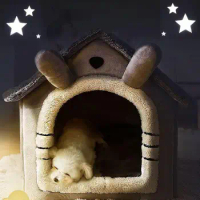 Indoor Dog House Portable And Durable Indoor Cat Bed Dog House Removable And Washable Cartoon Dog Tent House