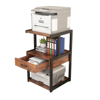 Mobile Printer Stand 3 Tier Home Office Printer Stand with Drawer Rolling Filing Cabinet Printer Cart with Storage Shelves