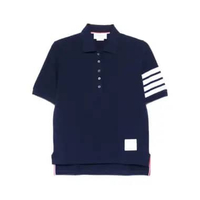 Thom Browne Classic Pique 4 Bar Short Sleeves Polo Shirt Navy Women 40 Blue