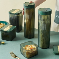 裝面條的密封罐意面收納盒食品級長方形加長日式大容量輕奢綠