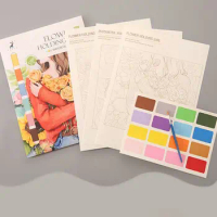 With Pigment Watercolor Painting Book With Brush Encounter Youth Gouache Graffiti Book Drawing Doodle Book Specialty Paper