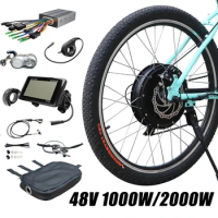 2000W Electric Bike Conversion Kit 1500W Brushless Gearless Rear Hub Motor Drive 26" 700C Mountain Ebike Electric Bicycle Part