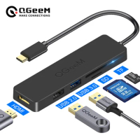 QGeeM USB C Hub for Macbook Pro Type C Hub to HDMI USB 3.0 TF SD Multi USB 3.1 Hub Adapter for iPad Pro OTG Splitter USB C Dock