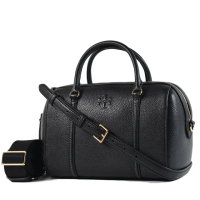 【TORY BURCH】THEA 荔枝紋手提/斜背二用波士頓包-黑色/大