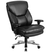 24/7 Big &amp; Tall 400 lb. Rated Black LeatherSoft Ergonomic Office Chair Lumbar Knob Swivel Seat Metal Frame Executive Style
