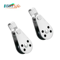 2PCS Stainless Steel 316 Pulley Blocks Rope Runner Kayak Boat Accessories Canoe Anchor Trolley Kit for 2mm to 8mm Rope