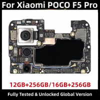 Motherboard for Xiaomi POCO F5 Pro 5G, Unlocked Mainboard, Global ROM, Original Logic Board