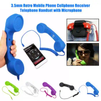 Newest Phone Telephone Anti radiation Receivers Cellphone 3 5mm Retro Handset Headphone MIC Microphone for IPhone